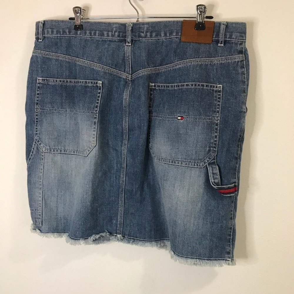 Vintage 90s Tommy Hilfiger Jean Denim Skirt Size 16 Painter Carpenter Pockets - Picture 7 of 12